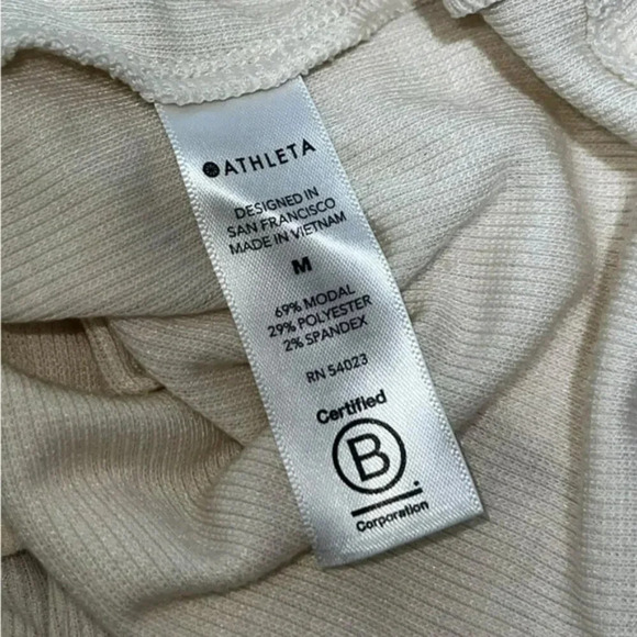 Athleta Womens M Oatmeal Beige Long Sleeve Ribbed Tshirt - Picture 6 of 6